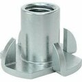 Bsc Preferred Zinc-Plated Steel Tee Nut Inserts for Wood M8 x 1.25 mm Thread Size 15 mm Installed Length, 50PK 98965A420